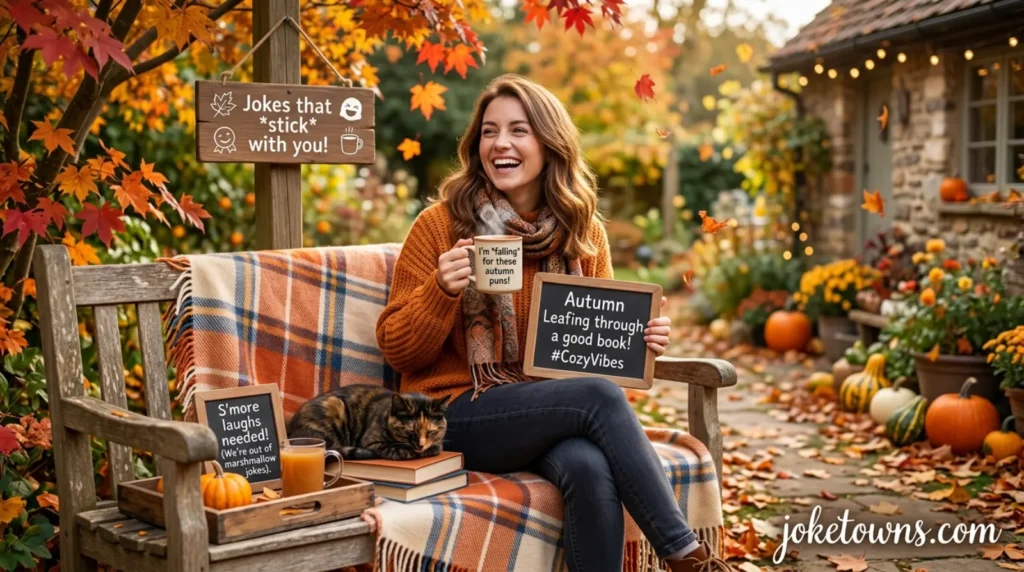 Seasonal autumn wordplay and cozy humor