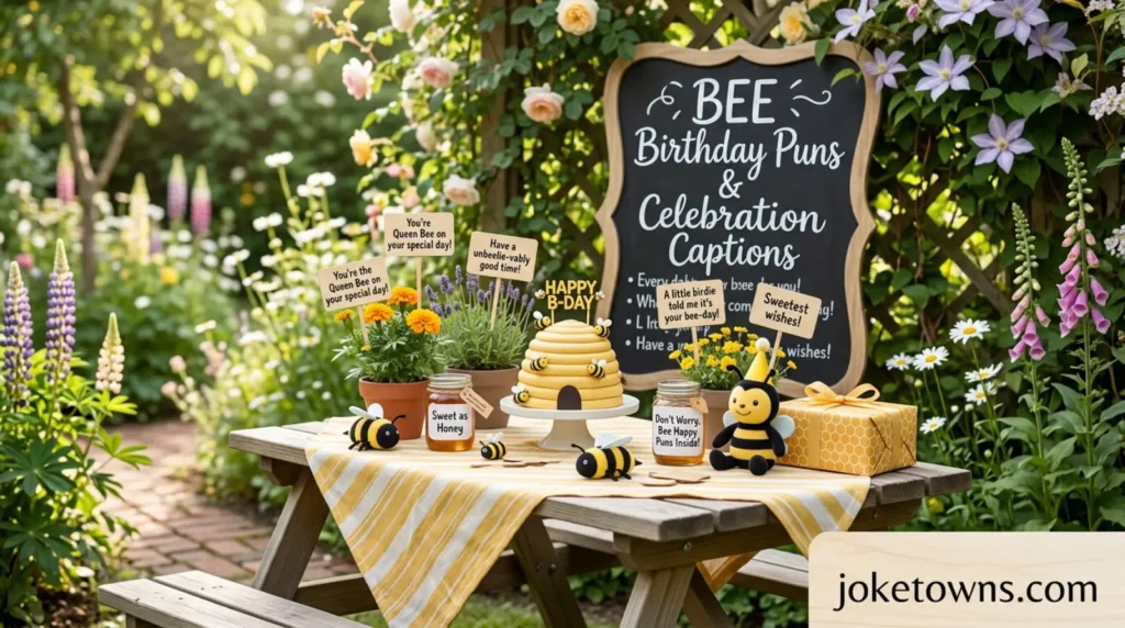 Bee birthday puns and celebration captions
