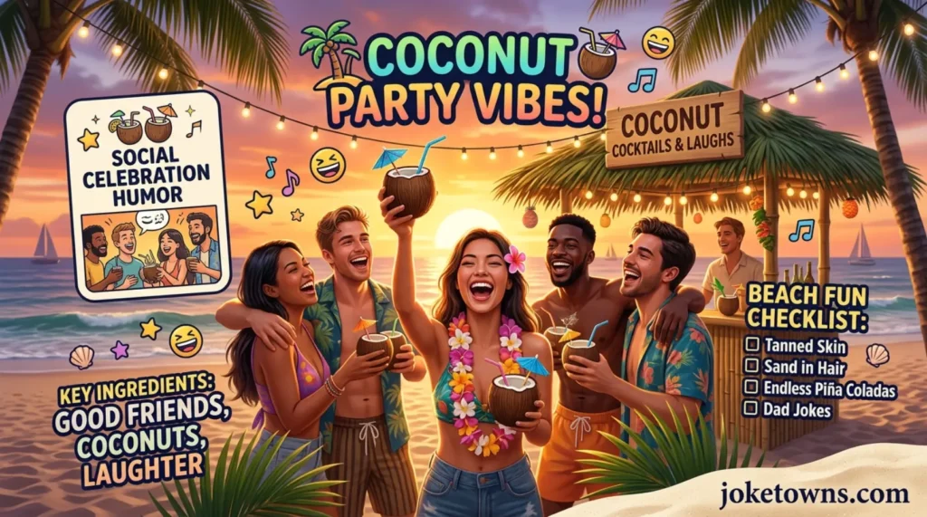 Coconut Party Vibes and Social Celebration Humor