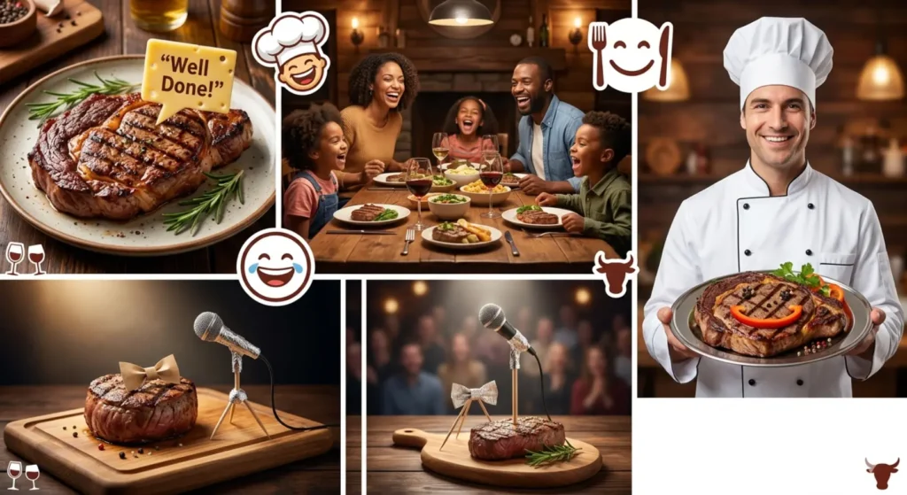 Creative Steak Themed Comedy and Dinner Table Humor