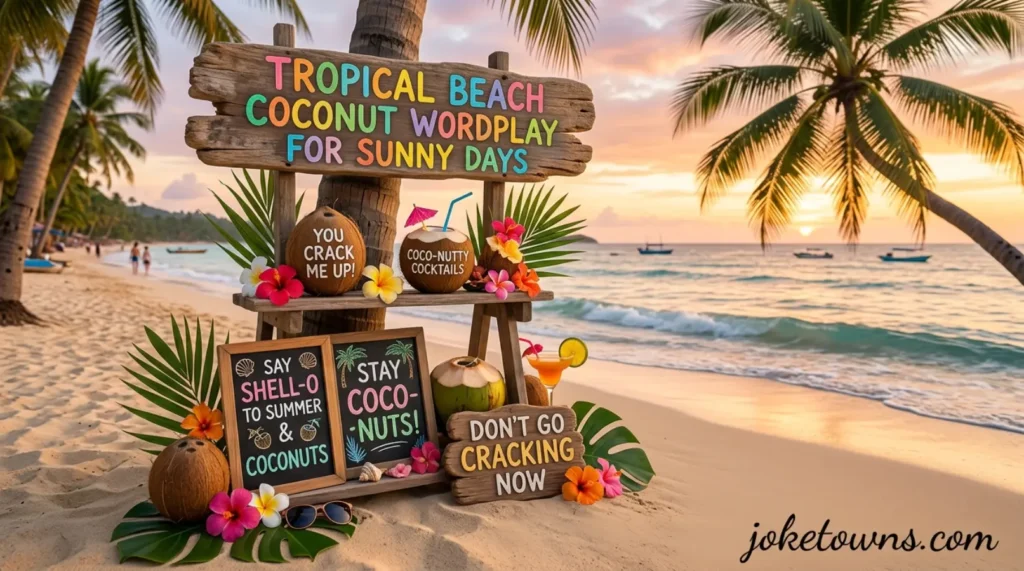 Tropical Beach Coconut Wordplay for Sunny Days