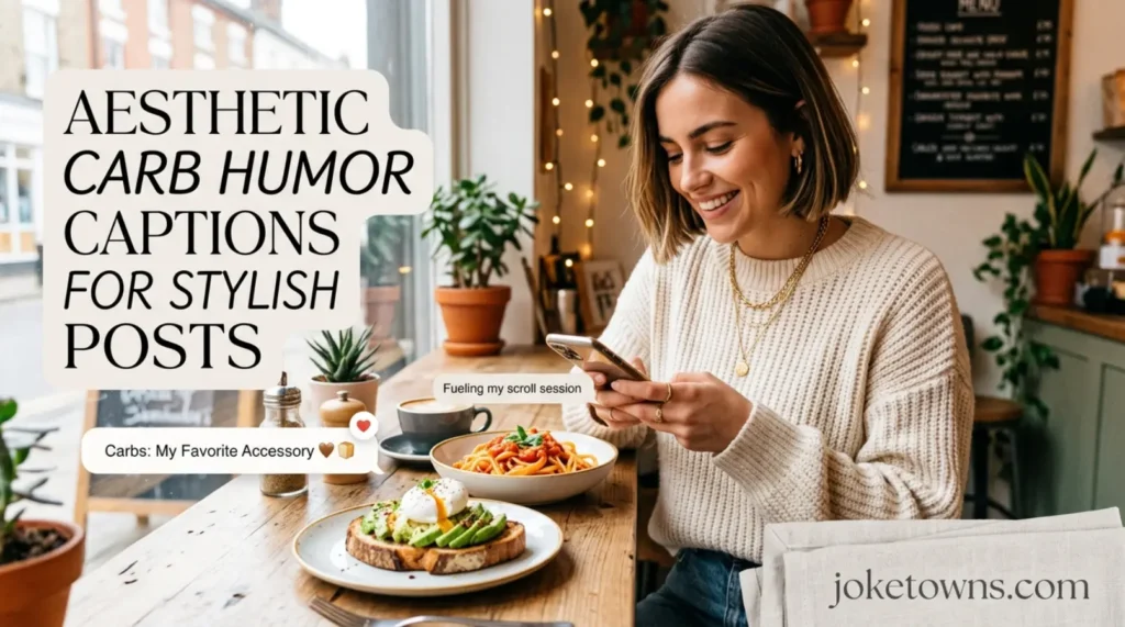 Aesthetic carb humor captions for stylish posts