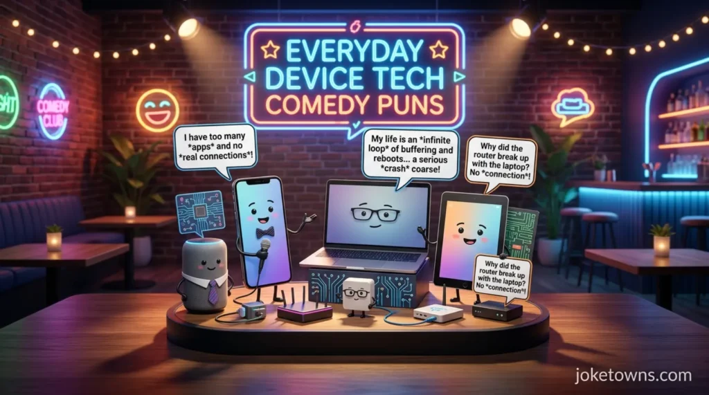 Everyday device tech comedy puns