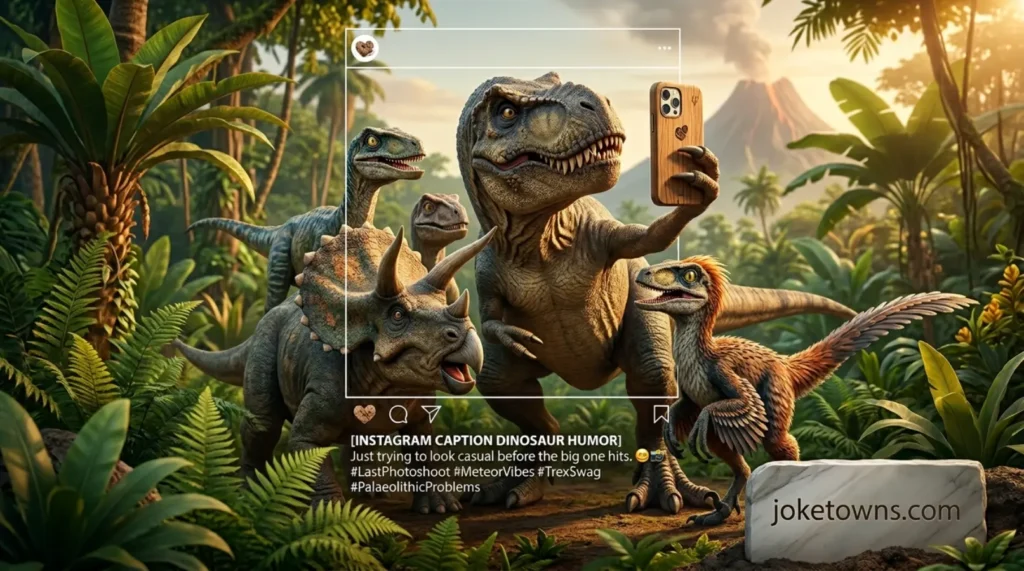 Instagram caption dinosaur humor