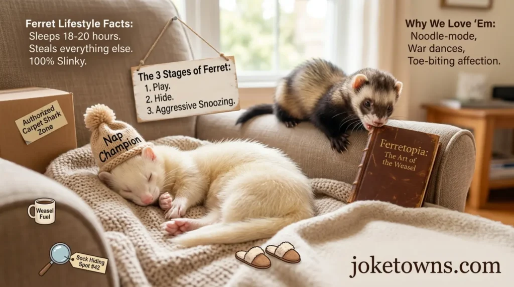 Cozy ferret lifestyle humor collection