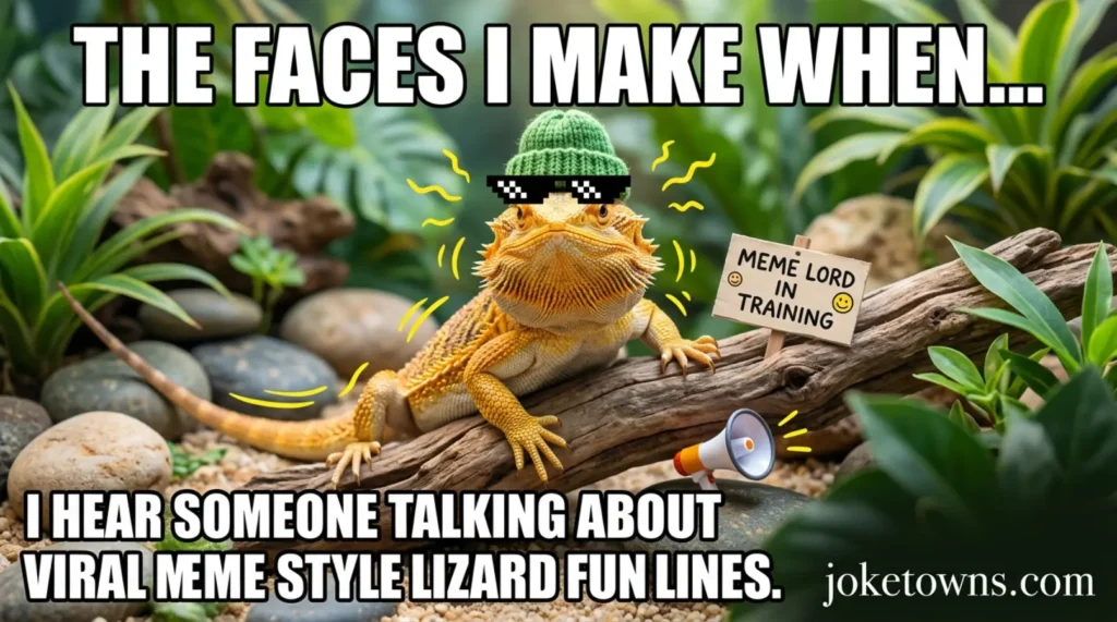 Viral Meme Style Lizard Fun Lines