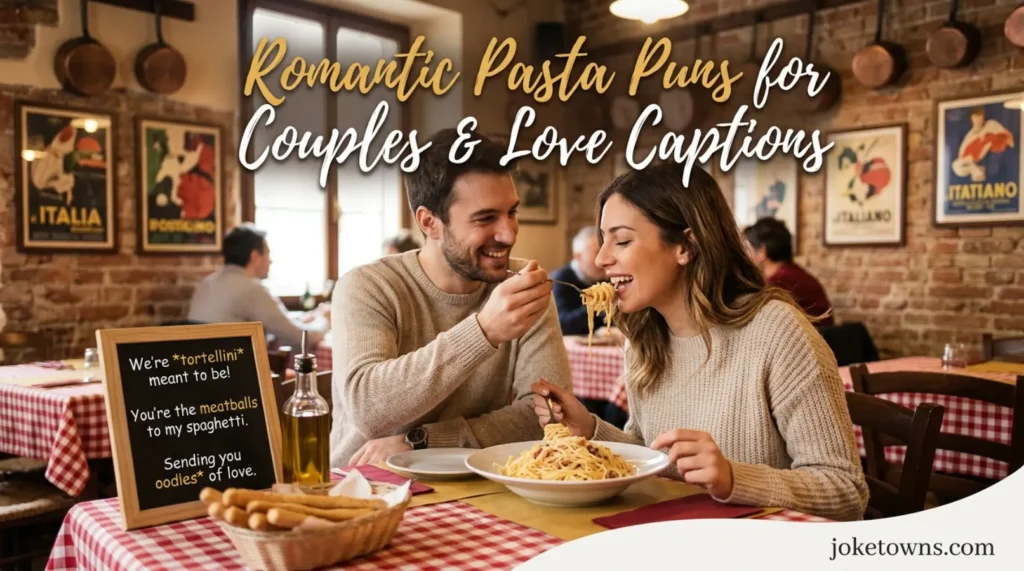 Romantic pasta puns for couples and love captions
