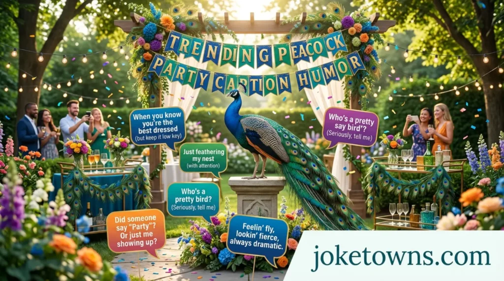 Trending Peacock Party Caption Humor