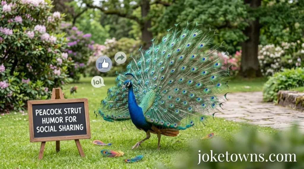 Peacock Strut Humor for Social Sharing
