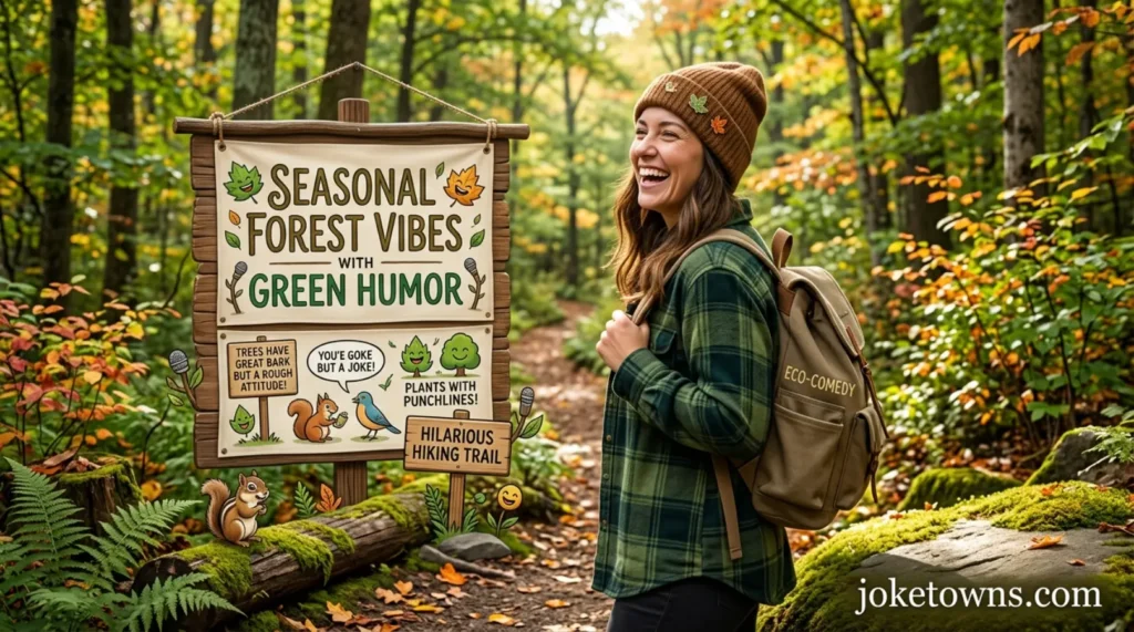 Seasonal Forest Vibes With Green Humor