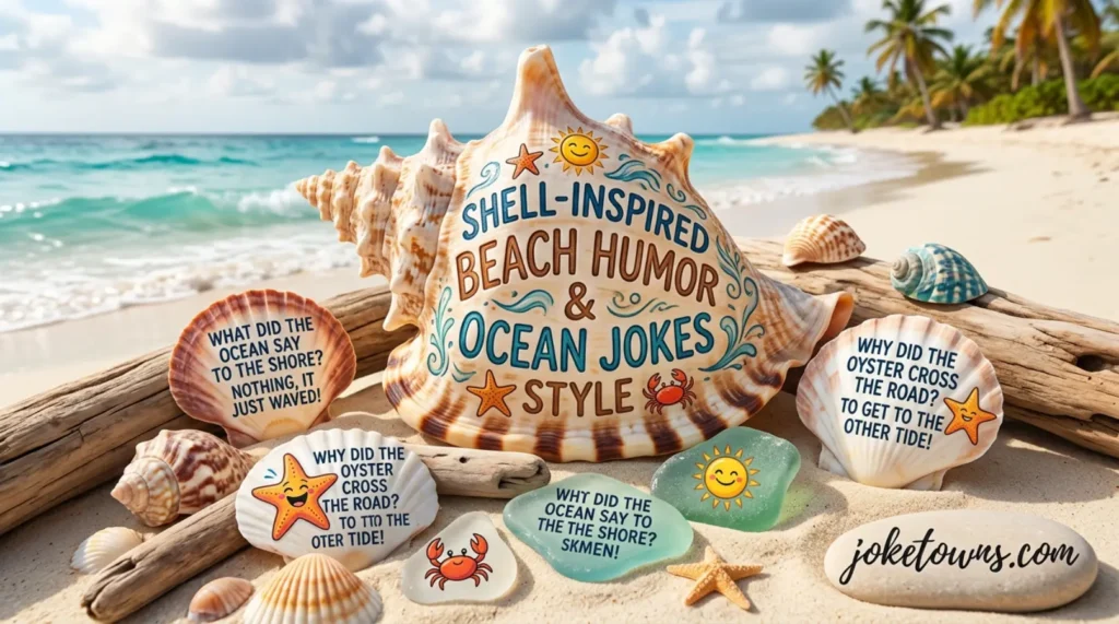 Shell inspired beach humor ocean jokes style