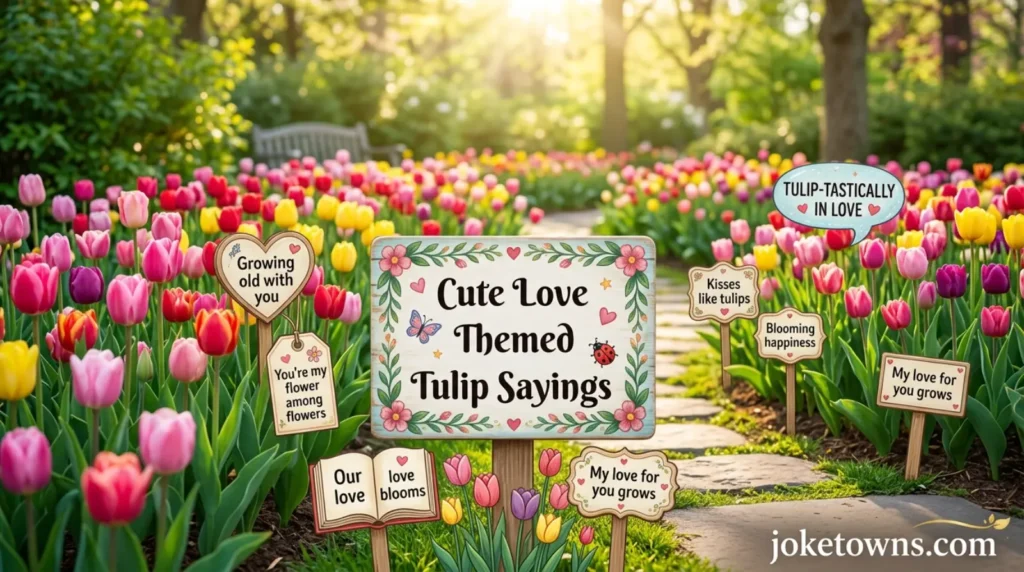 Cute love themed tulip sayings