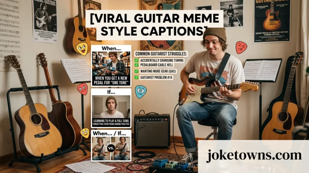 Viral Guitar Meme Style Captions