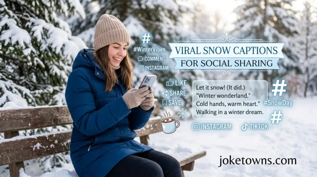 Viral snow captions for social sharing
