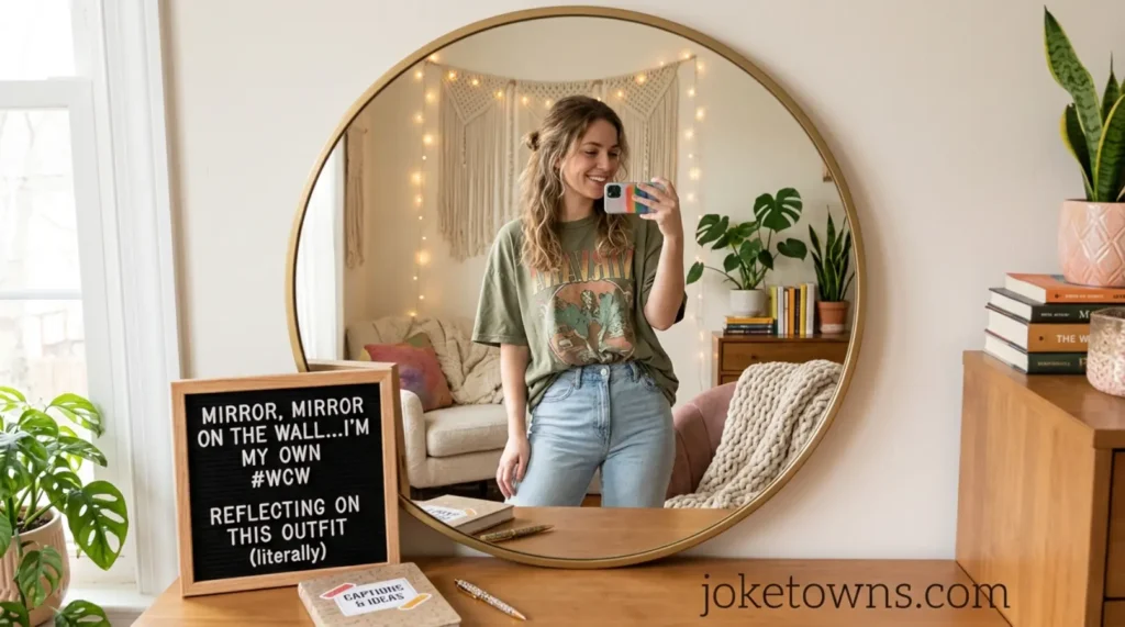 Witty mirror wordplay instagram captions for viral posts
